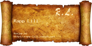 Rapp Lili névjegykártya